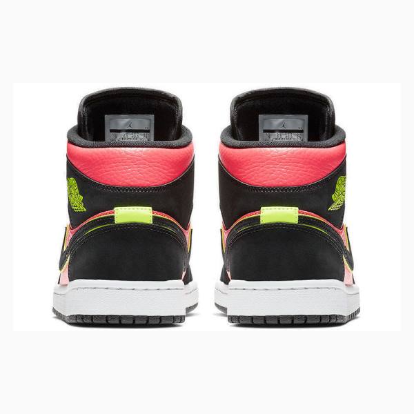 Air Jordan 1 Nike Mid Zapatillas Baloncesto Mujer Negras Rojas | JD-678TD