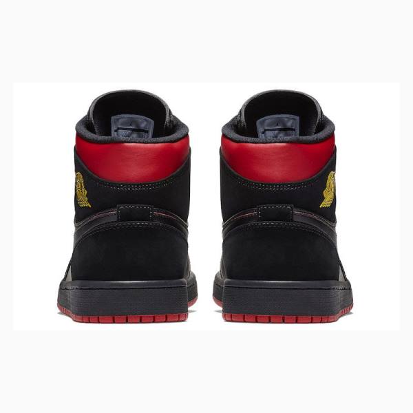 Air Jordan 1 Nike Mid Zapatillas Baloncesto Hombre Negras Rojas | JD-724ZJ