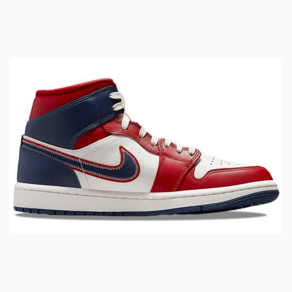 Air Jordan 1 Nike Mid Zapatillas Baloncesto Mujer Azules Rojas | JD-823PM