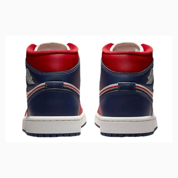 Air Jordan 1 Nike Mid Zapatillas Baloncesto Mujer Azules Rojas | JD-823PM