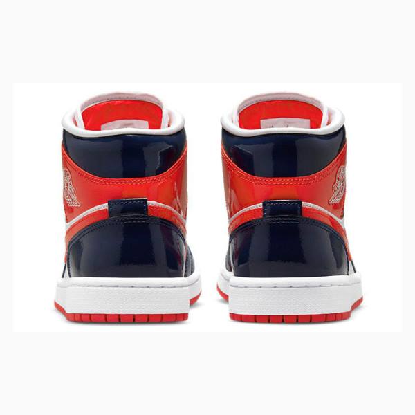 Air Jordan 1 Nike Mid Zapatillas Baloncesto Mujer Rojas Azules | JD-896OU