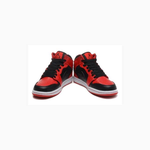 Air Jordan 1 Nike Mid Zapatillas Baloncesto Hombre Rojas Negras | JD-923NS