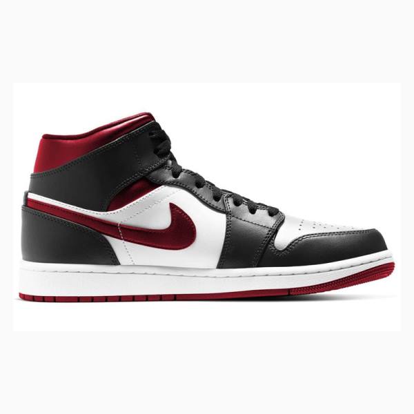 Air Jordan 1 Nike Mid Zapatillas Baloncesto Hombre Negras Blancas Rojas | JD-947CF