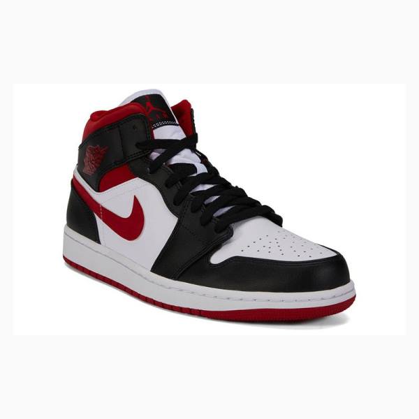 Air Jordan 1 Nike Mid Zapatillas Baloncesto Hombre Negras Blancas Rojas | JD-947CF