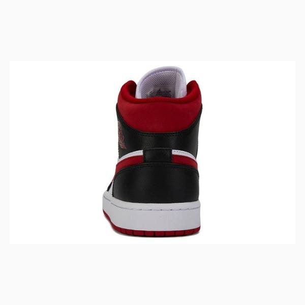 Air Jordan 1 Nike Mid Zapatillas Baloncesto Hombre Negras Blancas Rojas | JD-947CF