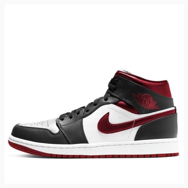 Air Jordan 1 Nike Mid Zapatillas Baloncesto Hombre Negras Blancas Rojas | JD-947CF