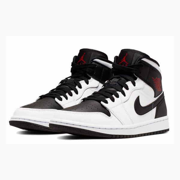 Air Jordan 1 Nike Mid Zapatillas Baloncesto Mujer Blancas Negras | JD-978NV