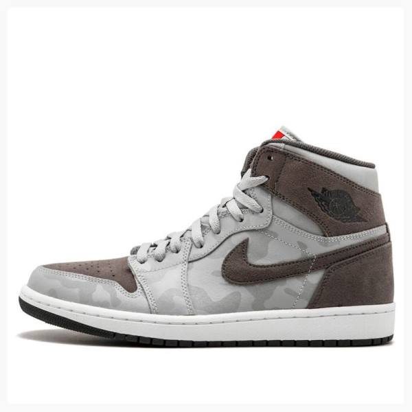 Air Jordan 1 Nike Retro High Premium \'Grey Camo\' Zapatillas Baloncesto Hombre Gris Marrones | JD-750EL