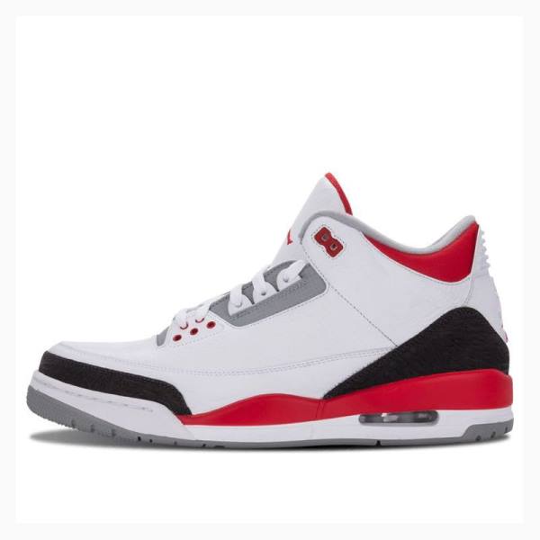 Air Jordan 3 Nike Retro Fire Red Zapatillas Baloncesto Hombre Blancas Negras Rojas | JD-265IZ