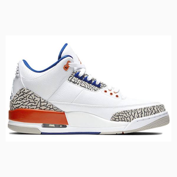 Air Jordan 3 Nike Retro Knicks Zapatillas Baloncesto Hombre Blancas Gris Naranjas | JD-372BO