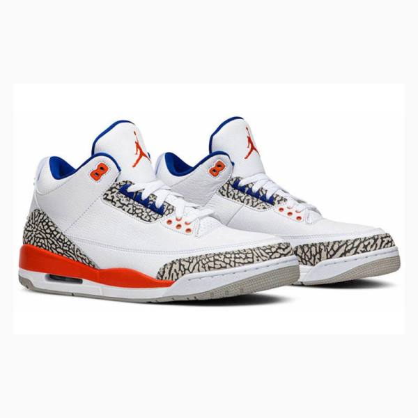 Air Jordan 3 Nike Retro Knicks Zapatillas Baloncesto Hombre Blancas Gris Naranjas | JD-372BO