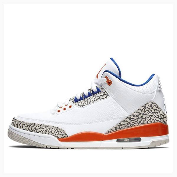 Air Jordan 3 Nike Retro Knicks Zapatillas Baloncesto Hombre Blancas Gris Naranjas | JD-372BO