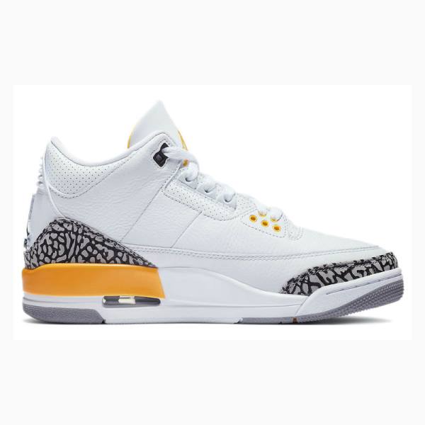 Air Jordan 3 Nike Retro Laser Zapatillas Baloncesto Mujer Blancas Naranjas | JD-564VO