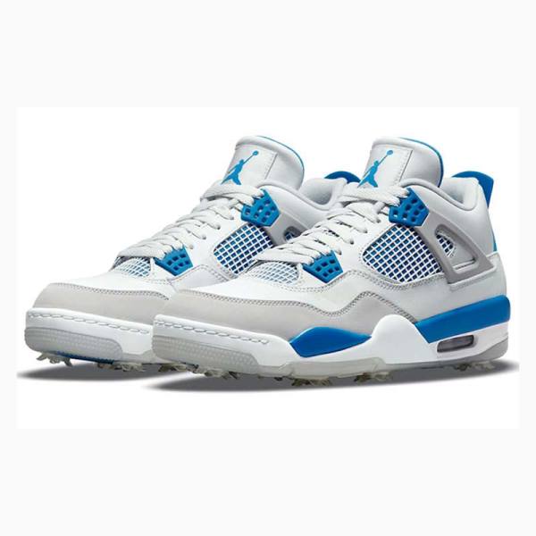 Air Jordan 4 Nike Golf Military Zapatillas Baloncesto Hombre Blancas Azules | JD-698UD