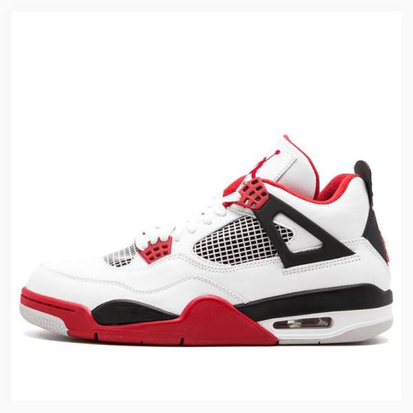 Air Jordan 4 Nike Retro Fire Zapatillas Baloncesto Hombre Blancas Rojas | JD-519VB