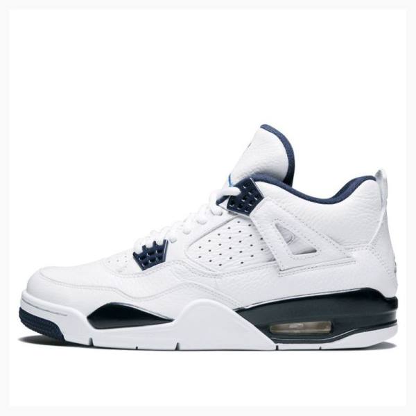 Air Jordan 4 Nike Retro LS Legend Zapatillas Baloncesto Hombre Blancas Azul Marino | JD-865ZT