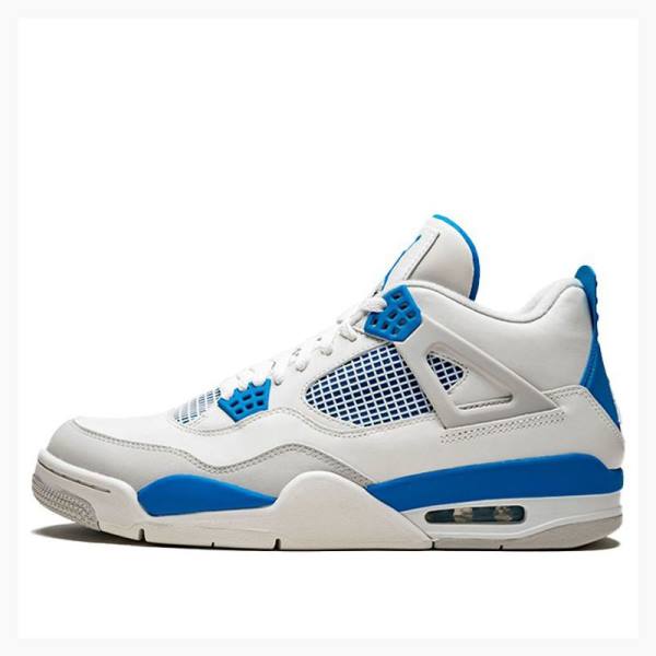 Air Jordan 4 Nike Retro White Military Zapatillas Baloncesto Hombre Blancas Azules | JD-862UR