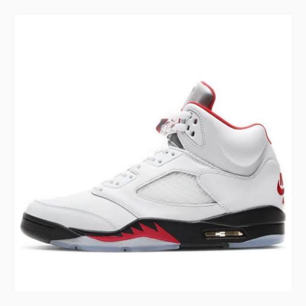 Air Jordan 5 Nike Retro Fire Zapatillas Baloncesto Hombre Blancas Rojas | JD-095QI