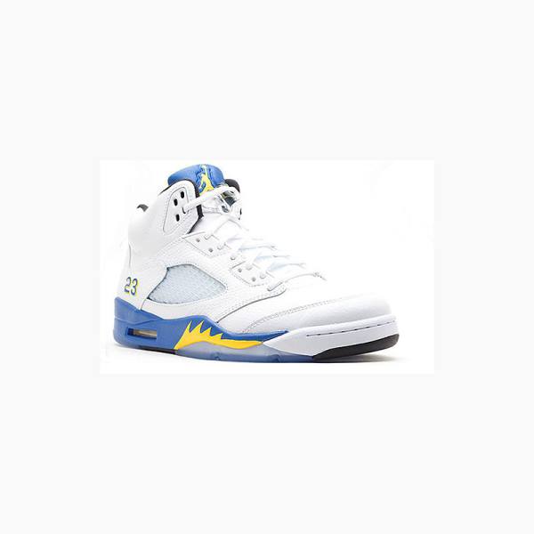 Air Jordan 5 Nike Retro Laney Zapatillas Baloncesto Hombre Blancas Azules | JD-294HL