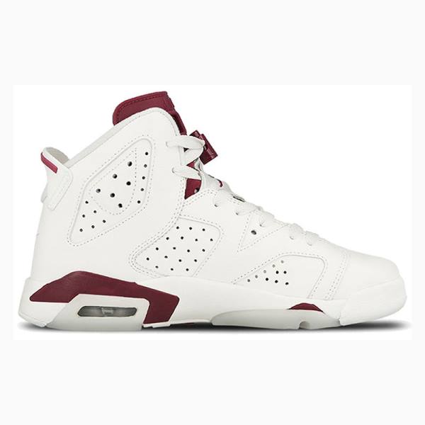 Air Jordan 6 Nike Retro Maroon Zapatillas Baloncesto Hombre Blancas Rojas | JD-507WJ