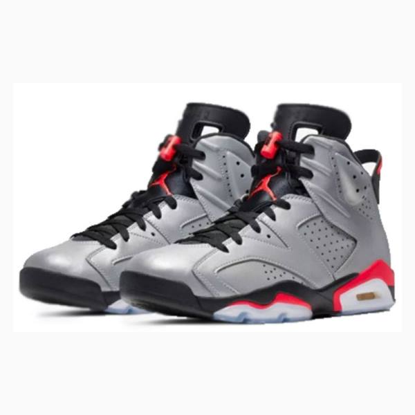 Air Jordan 6 Nike Retro Reflective Infrared Zapatillas Baloncesto Hombre Plateadas Negras Rojas | JD-716FN