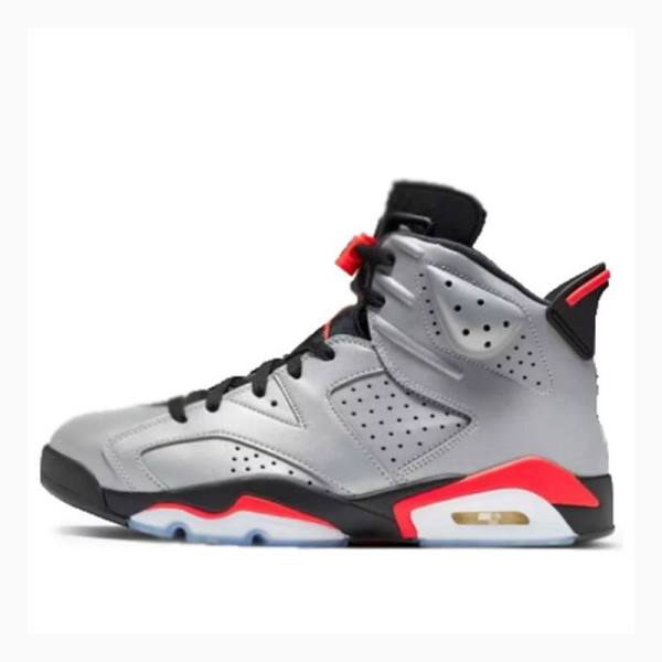 Air Jordan 6 Nike Retro Reflective Infrared Zapatillas Baloncesto Hombre Plateadas Negras Rojas | JD-716FN