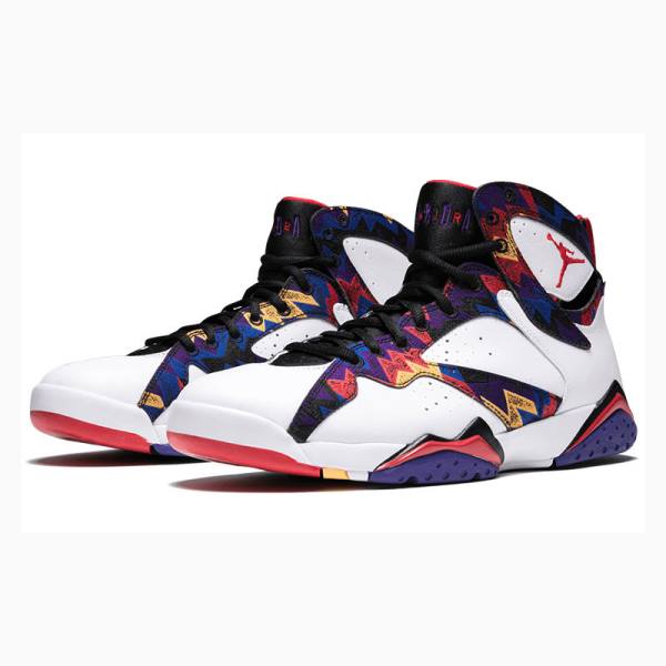 Air Jordan 7 Nike Retro Sueter Zapatillas Baloncesto Hombre Blancas Multicolor | JD-165KA