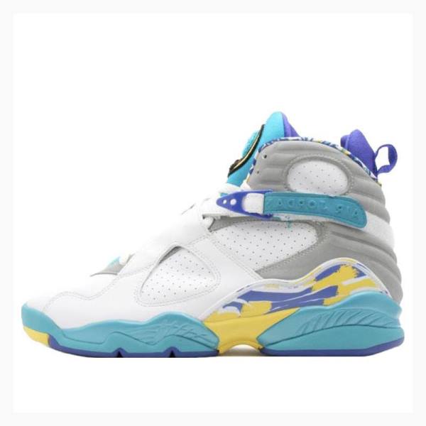 Air Jordan 8 Nike Retro Zapatillas Baloncesto Mujer Blancas Azules | JD-168IJ