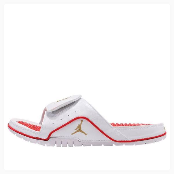 Air Jordan Nike Hydro 4 Retro Chanclas Hombre Blancas Rojas | JD-065NU